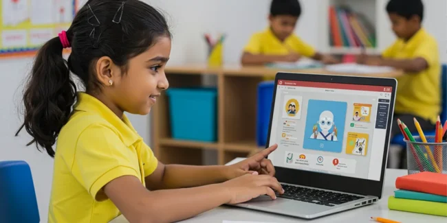 Students using AI tools in a classroom setting Students using AI tools in a classroom setting