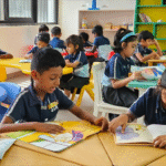 Child learning with a positive growth mindset