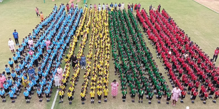 Students happily returning to school after vacation