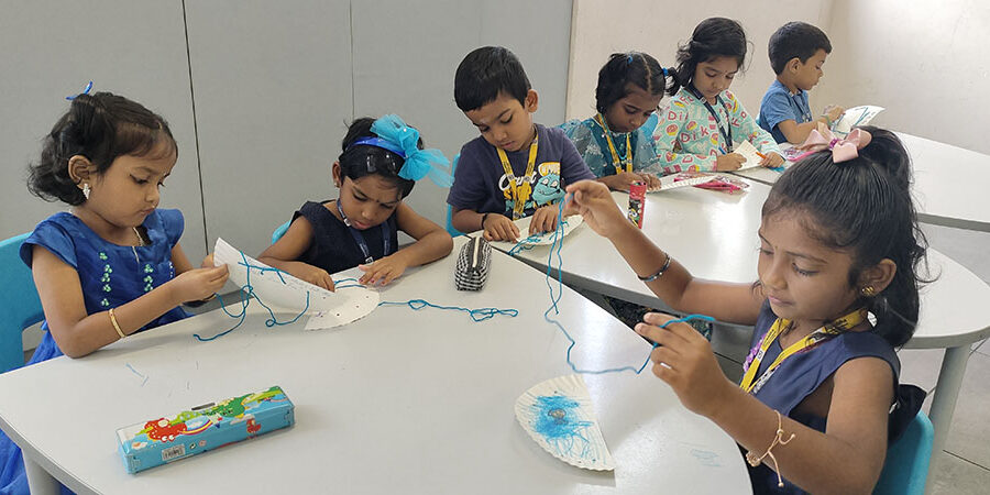 Children exploring creative activities at Shraddha Children’s Academy Children exploring creative activities at Shraddha Children’s Academy