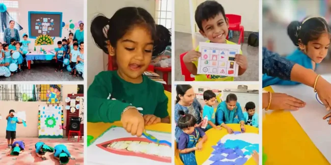 Kindergarten children engaged in play-based activities